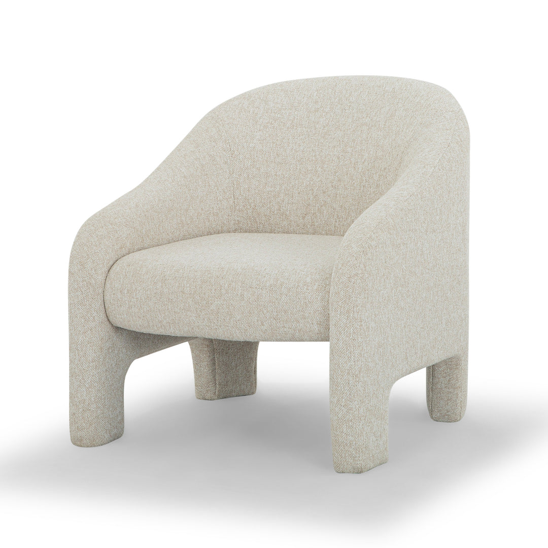 Wren Armchair in Fawn side angle - curved boucle armchair private label - Whats New Furniture Portland OR