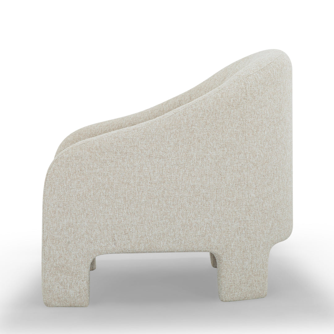 Wren Armchair in Fawn side view - curved boucle armchair private label - Whats New Furniture Portland OR