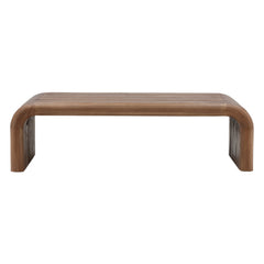 Wynne Coffee Table - Medium Brown Mindi Wood front elevation - Coffee Tables by Dovetail - Whats New Furniture Portland OR