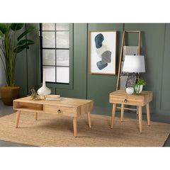 Zabel Coffee Table in Mango Wood detail view - mango wood coffee table by Coaster - Whats New Furniture Portland OR