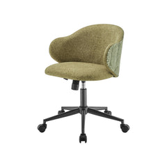 Zevia Fabric Swivel Office Armchair in Raya Green/Trellis Green - angled studio view - Whats New Furniture Portland