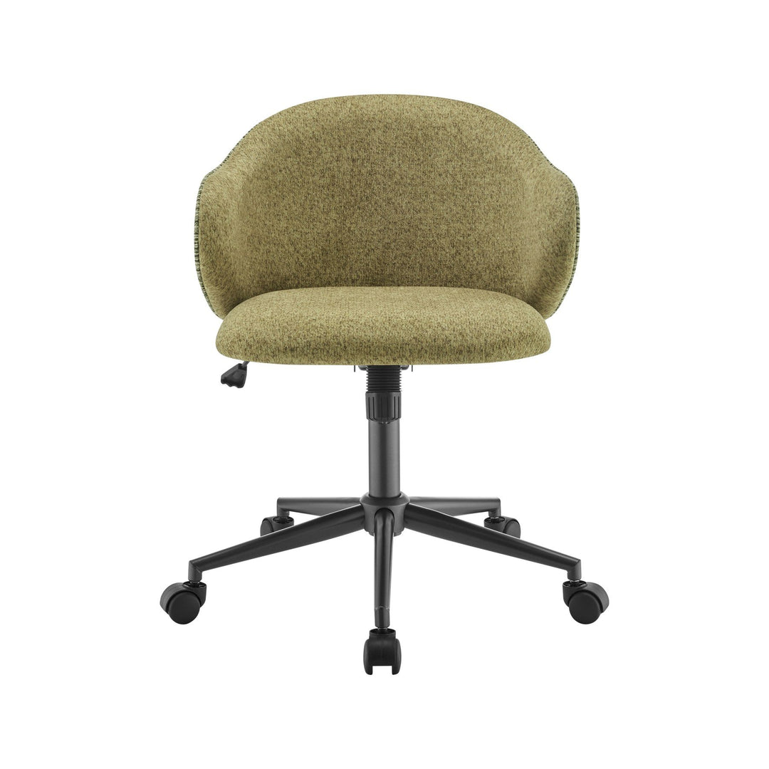 Zevia Fabric Swivel Office Armchair in Raya Green/Trellis Green - front studio view - Whats New Furniture Portland