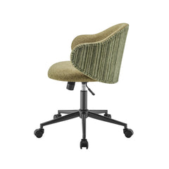 Zevia Fabric Swivel Office Armchair in Raya Green/Trellis Green - side studio view - Whats New Furniture Portland