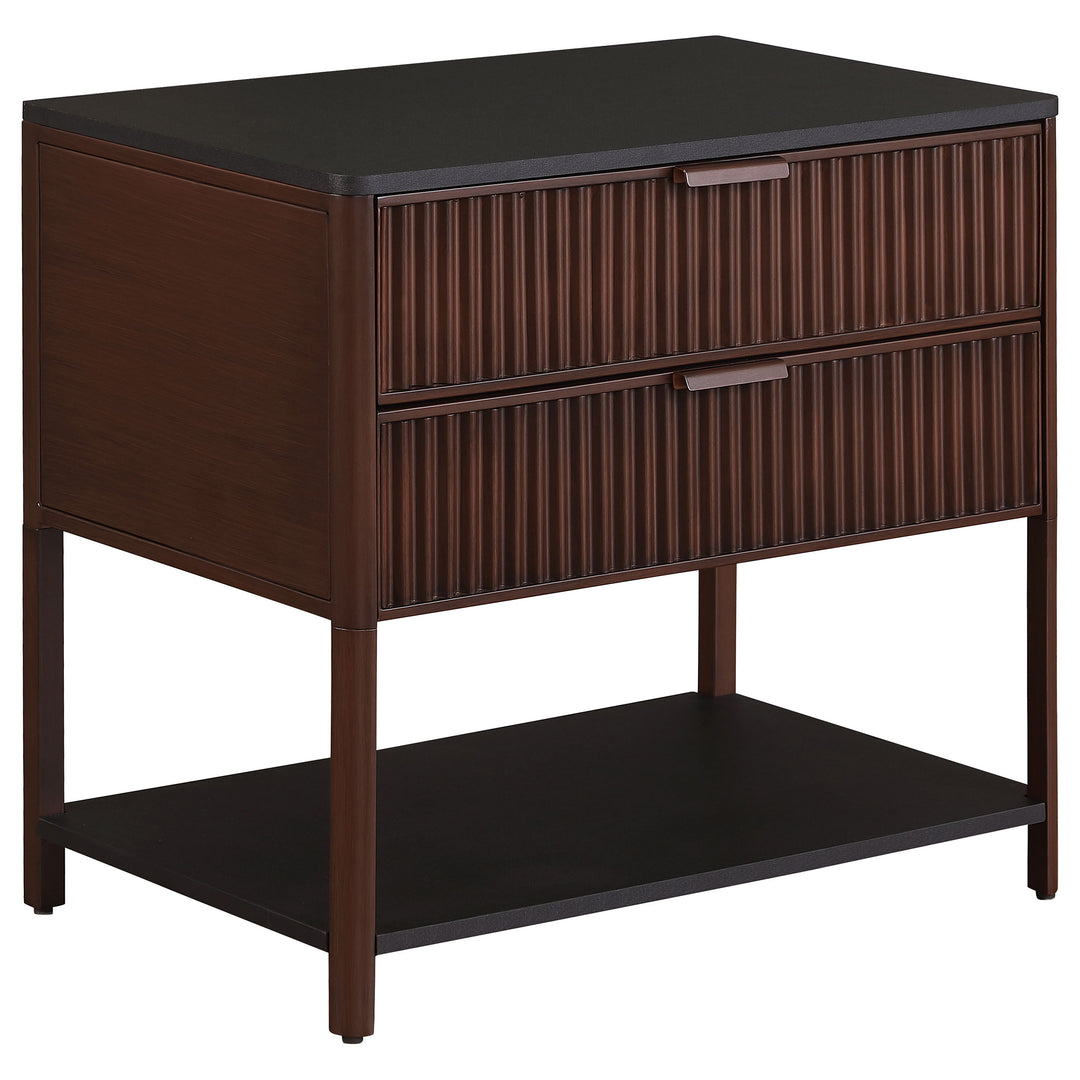 Zimmerlee 2-drawer Side Table with Shelf Rust Brown - What's New Furniture Portland