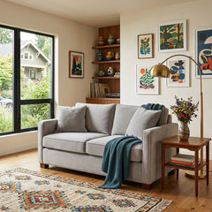 Zinc Full Sleeper in Nexus Smoke lifestyle setting - Pacific Northwest full sleeper sofa by Stylus - Whats New Furniture Portland OR
