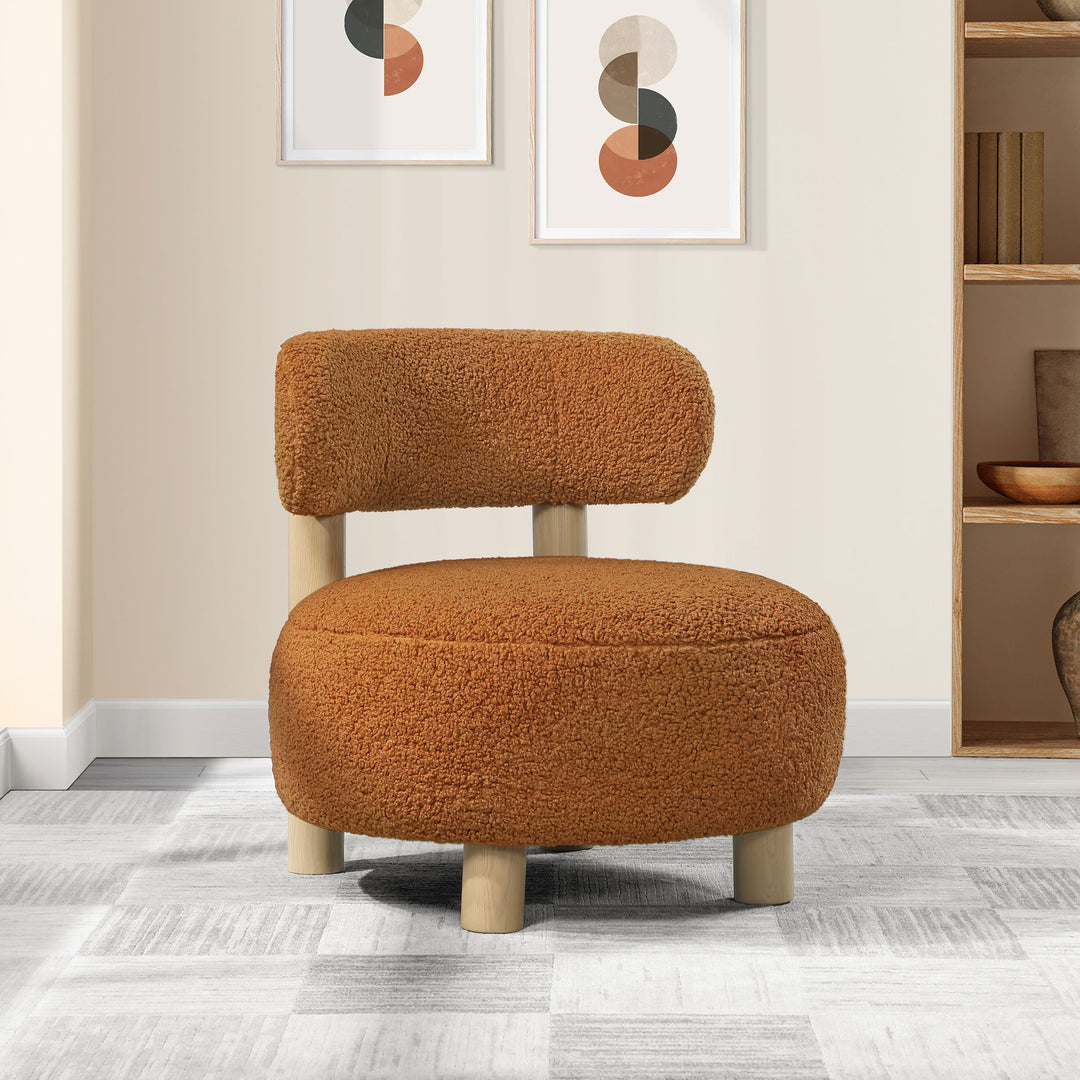 Zonie Boucle Upholstered Barrel Back Accent Chair Orange - What&