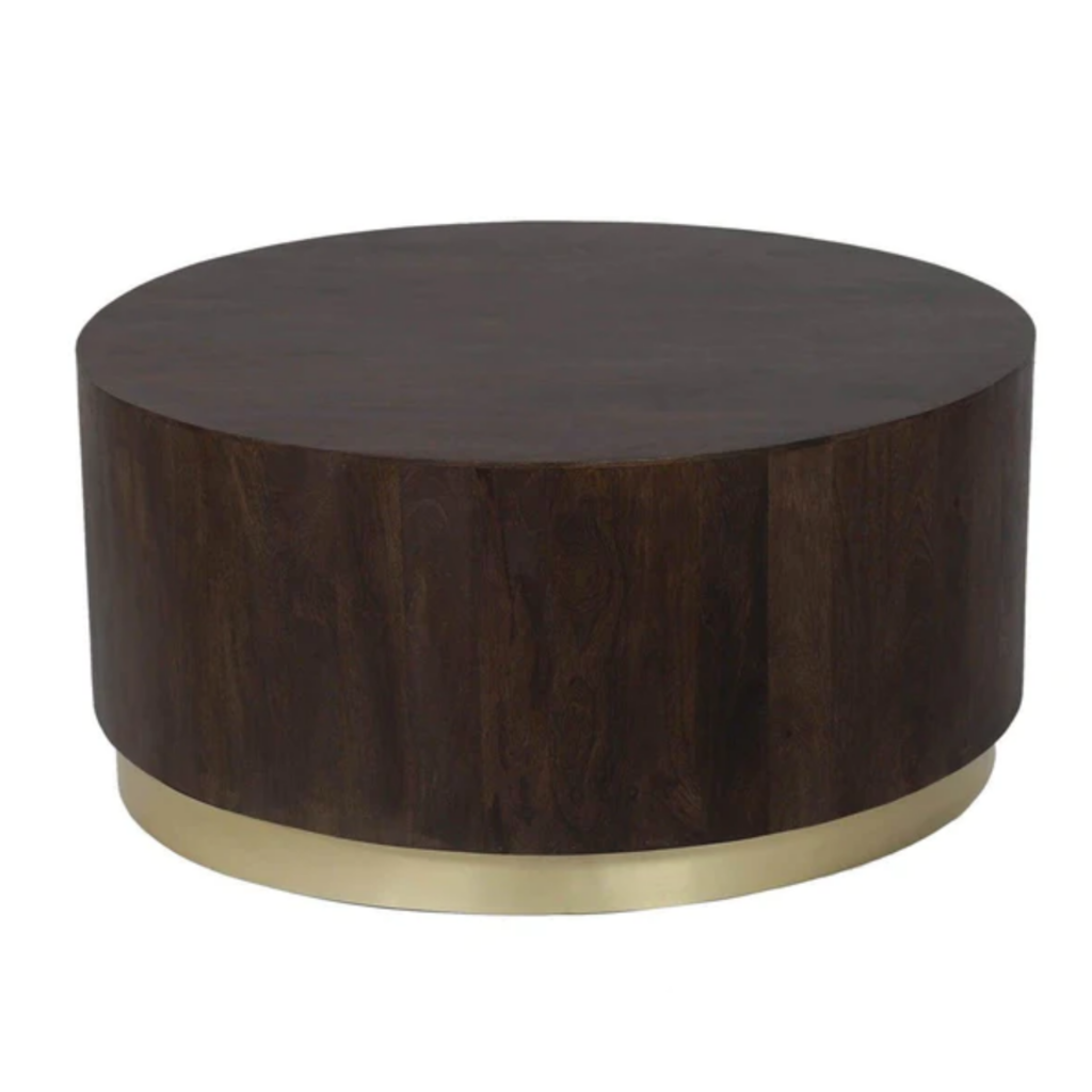 Wood/ Brass Coffee Table - Whats New Furniture FORM OCCASIONAL TABLES Whats New Furniture Mango/Brass / 36" x 36" x 16.5" / New