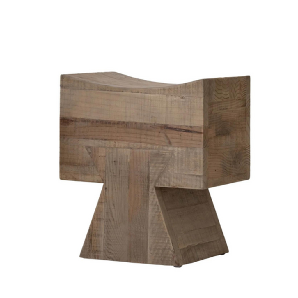 Teak Stool - Whats New Furniture PIETA CHAIRS Whats New Furniture Reclaimed Pine / 16" x 12" x 18" / New
