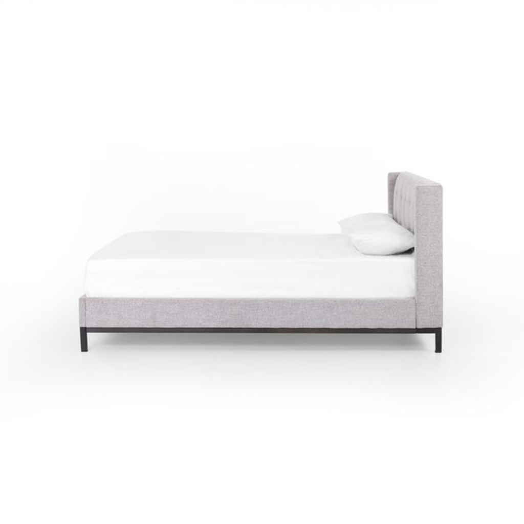 Newhall Queen Bed in Plushtone Linen side view - queen bed by Four Hands - Whats New Furniture Portland OR