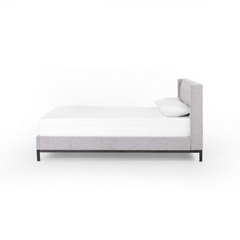 Newhall Queen Bed in Plushtone Linen side view - queen bed by Four Hands - Whats New Furniture Portland OR