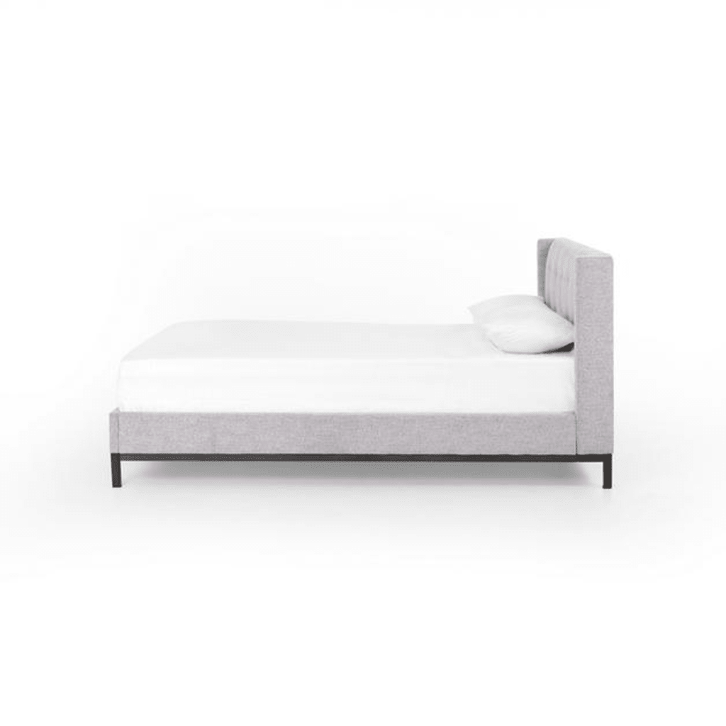 Newhall Queen Bed in Plushtone Linen side view - queen bed by Four Hands - Whats New Furniture Portland OR