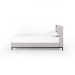 Newhall Queen Bed in Plushtone Linen side view - queen bed by Four Hands - Whats New Furniture Portland OR
