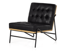 Romy Chair in Harness Black side angle - leather accent chair by Four Hands - Whats New Furniture Portland OR