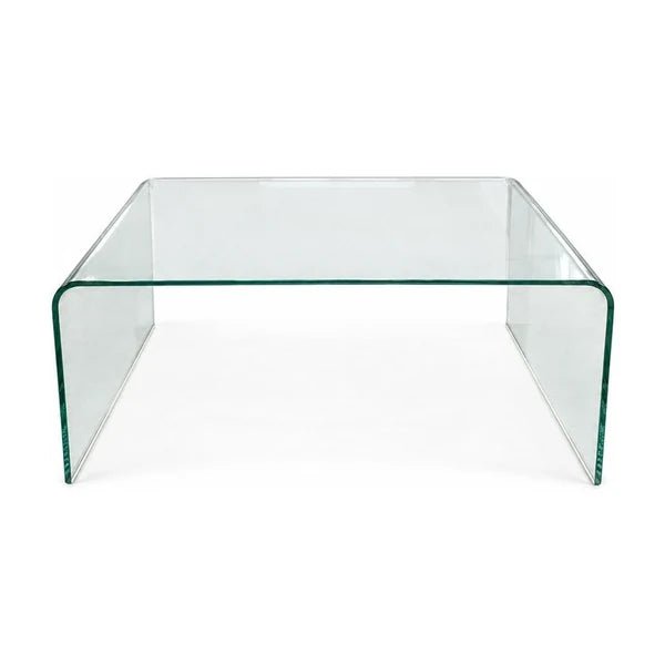 Consigned · Clear glass coffee table, Natural option / clear glass appearance; studio catalog image