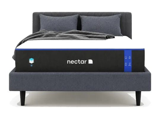 Nectar mattress on an upholstered bed frame